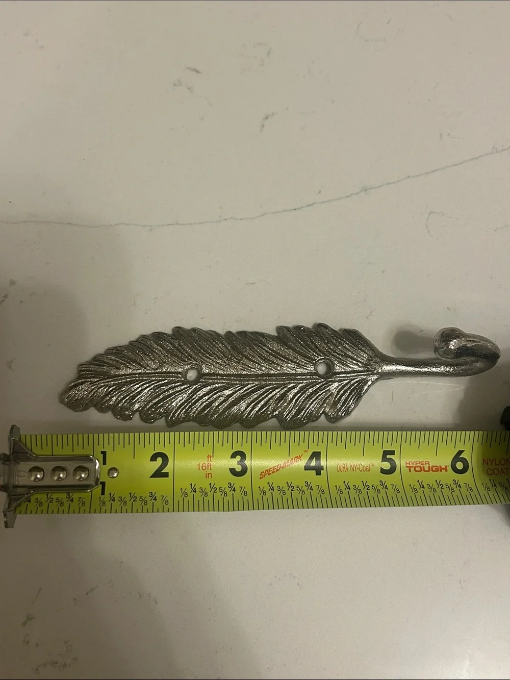 Feather Wall Hooks - Silver Decorative Set of 5